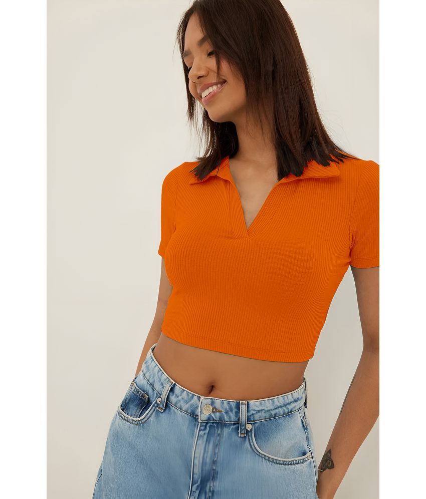     			AUSK - Orange Cotton Blend Women's Crop Top ( Pack of 1 )