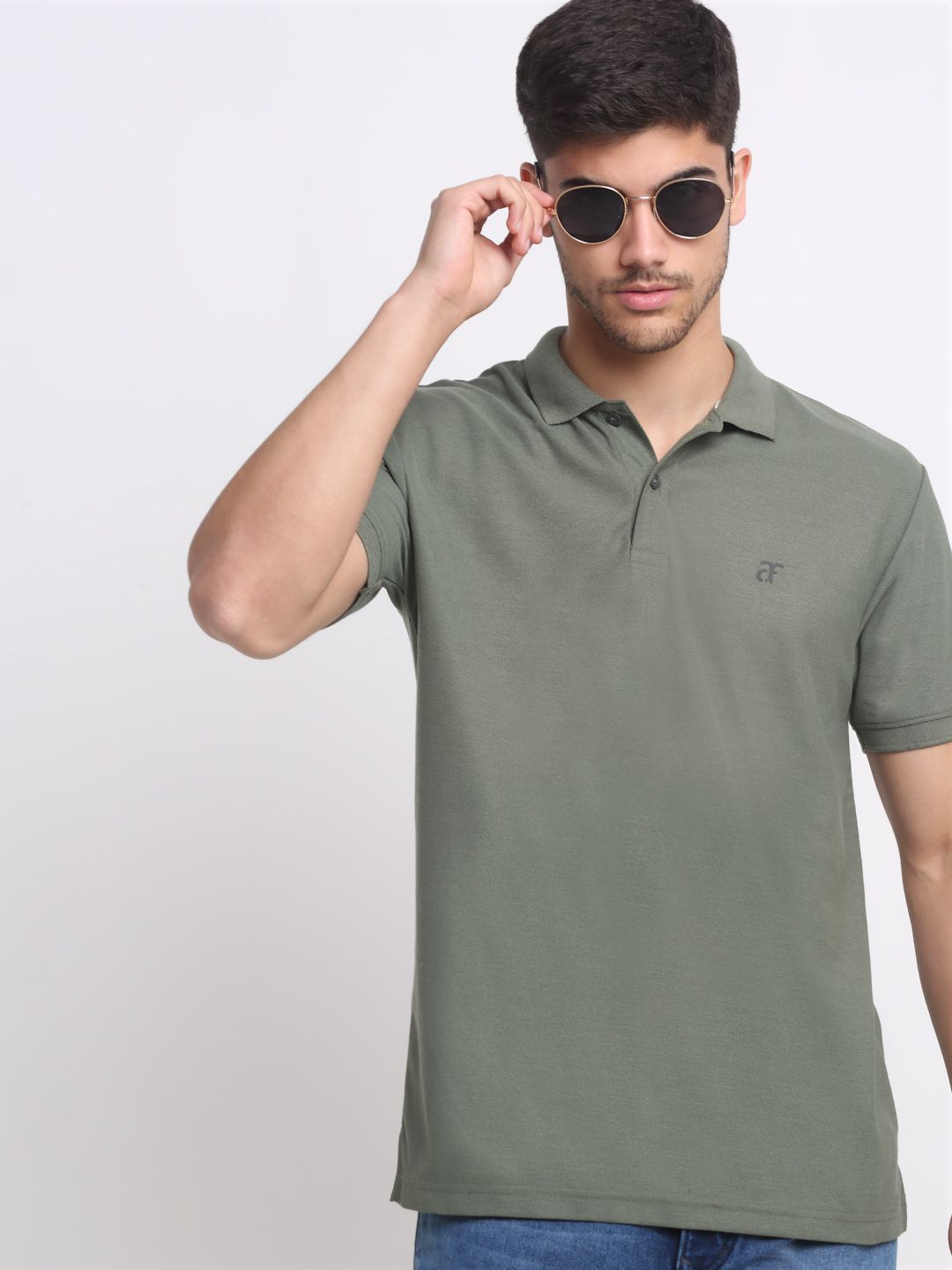     			Affordable AF - Olive Green Cotton Blend Regular Fit Men's Polo T Shirt ( Pack of 1 )
