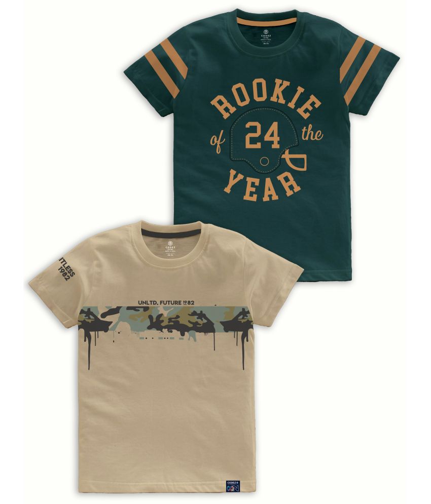     			CODEZ - Multi Color Cotton Blend Boy's T-Shirt ( Pack of 2 )