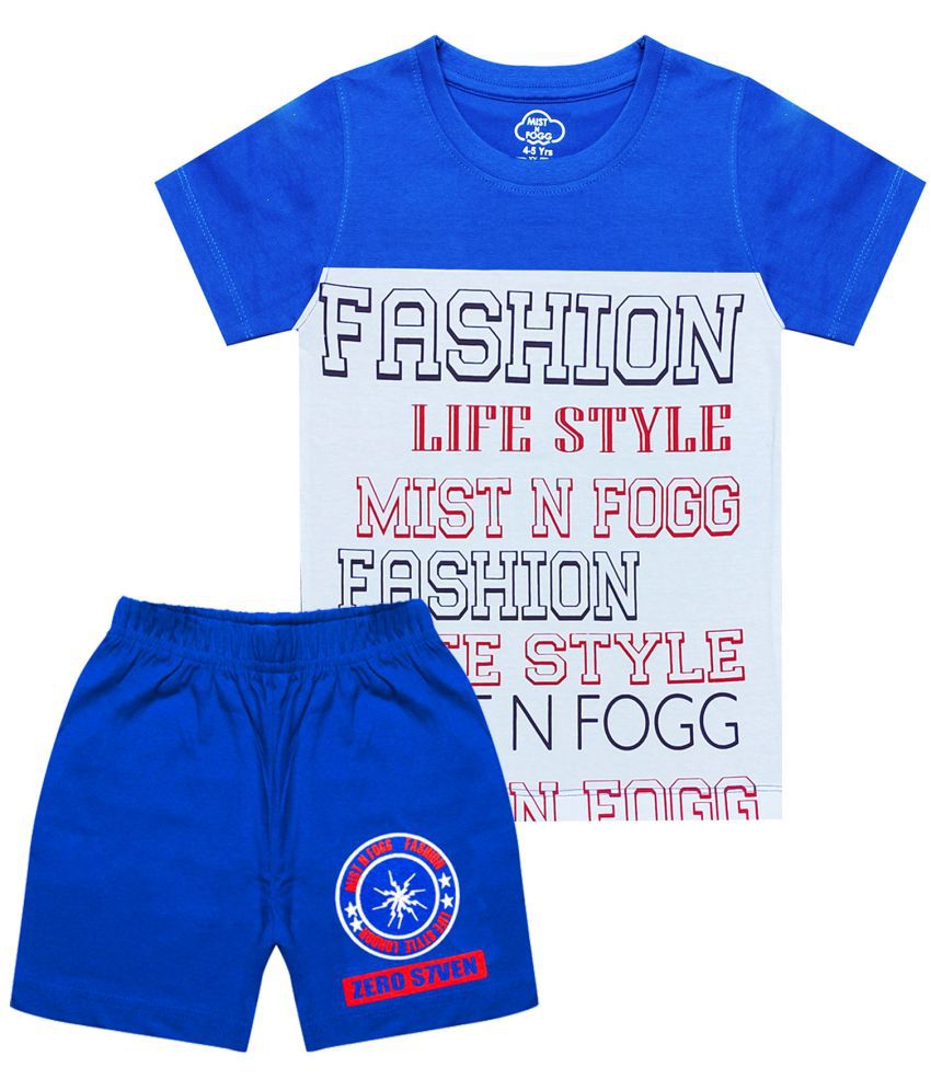     			MIST N FOGG - Blue Cotton Blend Boys T-Shirt & Shorts ( Pack of 1 )