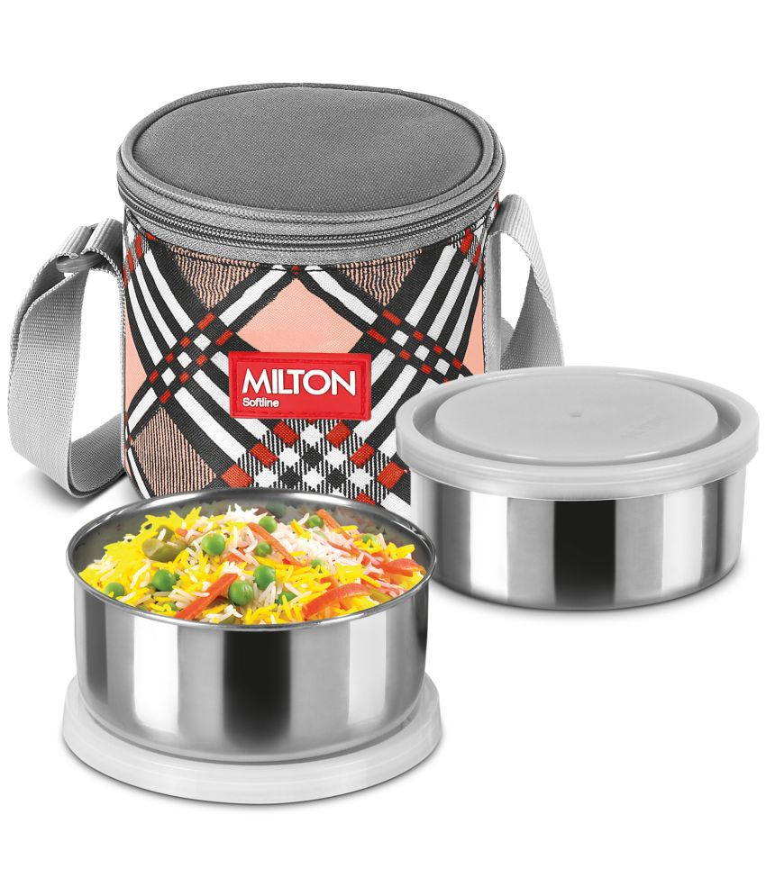     			Milton Steel Treat 2 Stainless Steel Tiffin, 2 Containers, 280 ml Each with Jacket, Orange