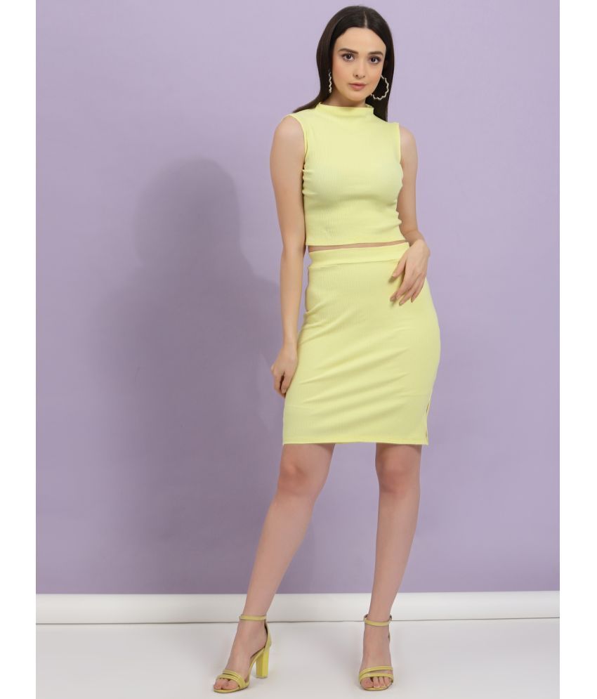     			Rigo Women Light Yellow Rib Co-ord