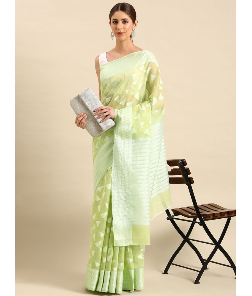     			SHANVIKA - Green Chanderi Saree With Blouse Piece ( Pack of 1 )
