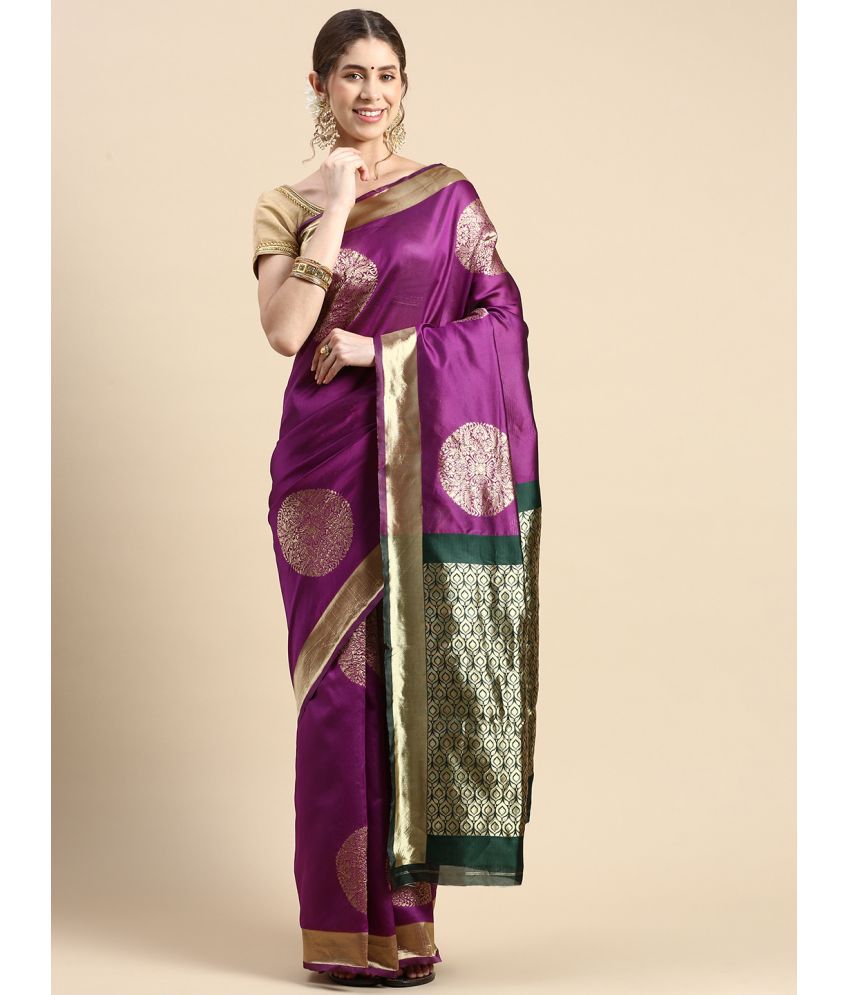     			SHANVIKA - Purple Art Silk Saree With Blouse Piece ( Pack of 1 )