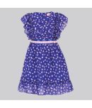 Cutecumber Georgette Fit And Flare Dress For Girls ( Pack of 1 , Blue )