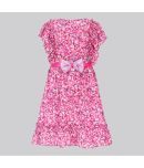 Cutecumber Georgette Fit And Flare Dress For Girls ( Pack of 1 , Pink )