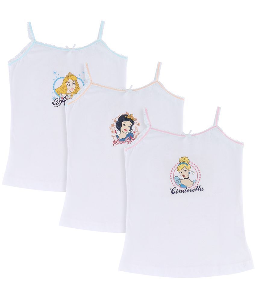     			BODYCARE PRINCESS PRINTED GIRLS VEST ROUND NECK SLEEVELESS PACK OF 3-WHITE