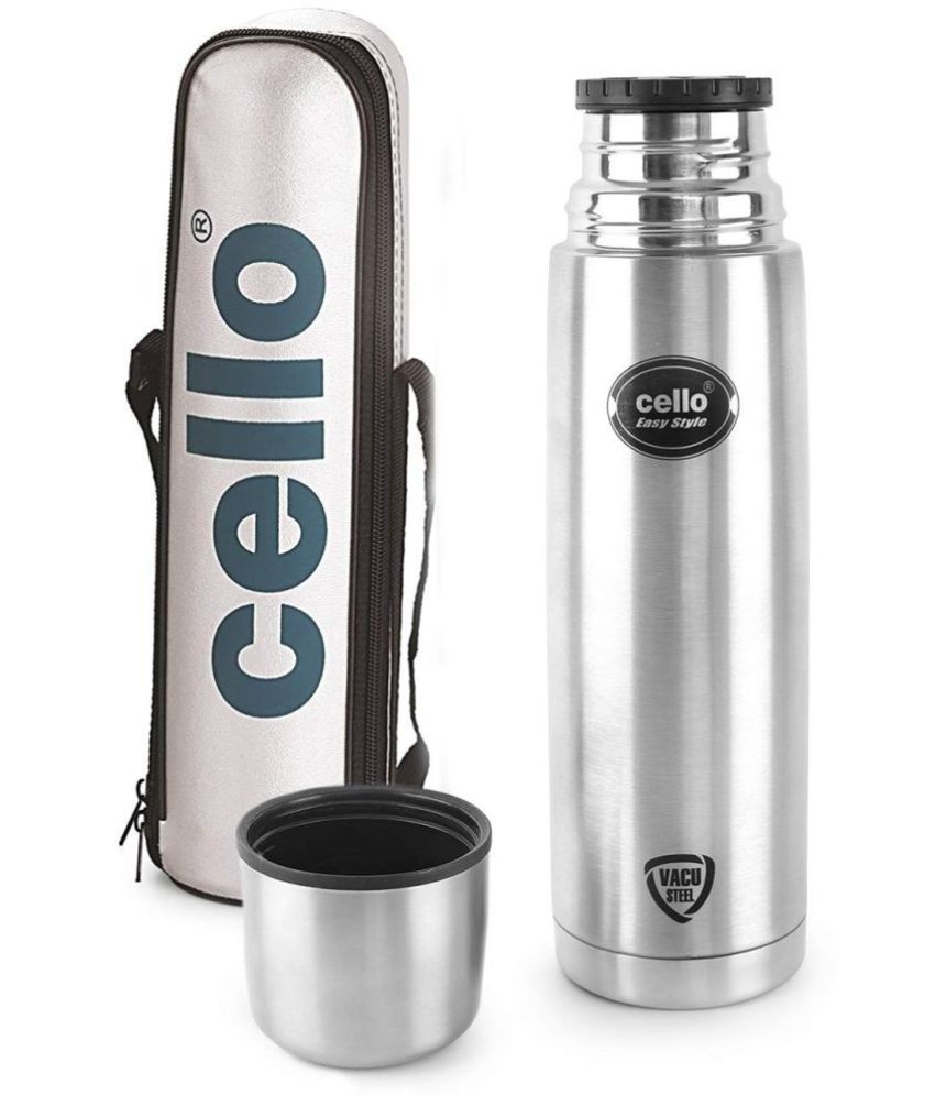     			Cello Easy Style Stainless Steel Water Bottle with Thermal Jacket, 1 Litre, Silver