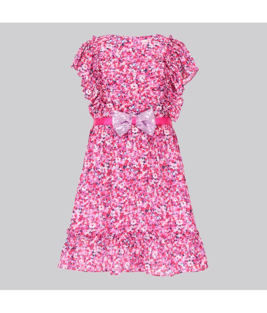     			Cutecumber Georgette Fit And Flare Dress For Girls ( Pack of 1 , Pink )