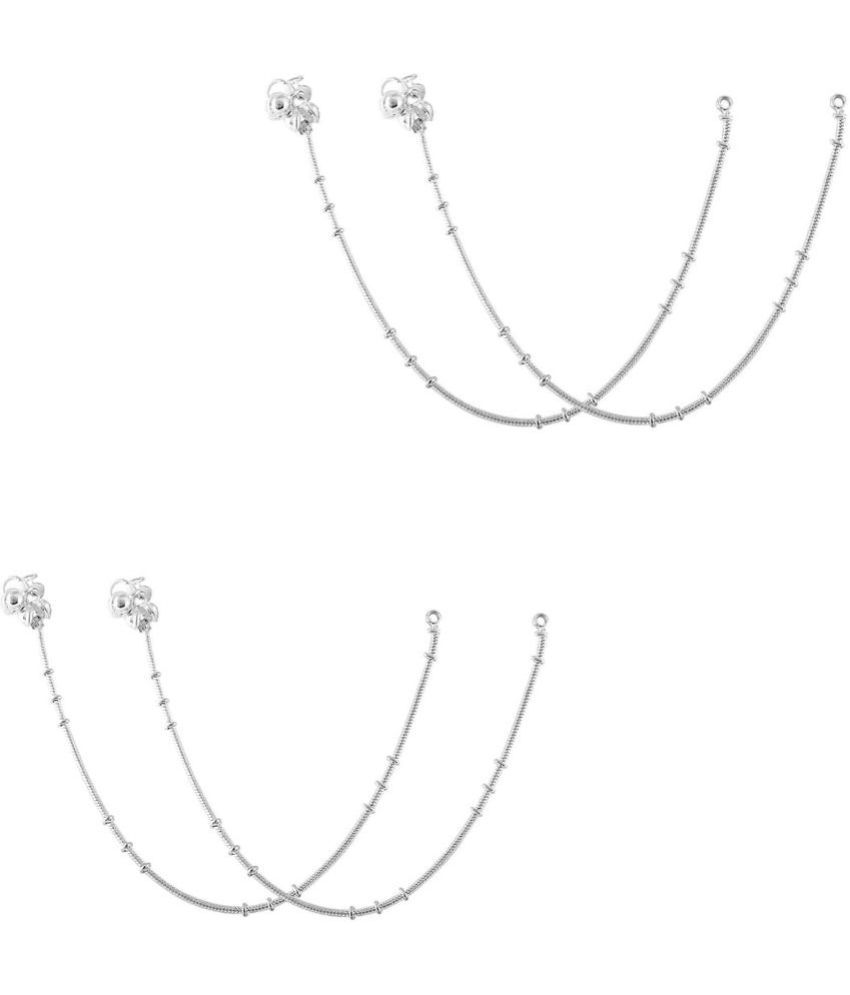     			HEER COLLECTION - Silver Anklets ( Pack of 2 )