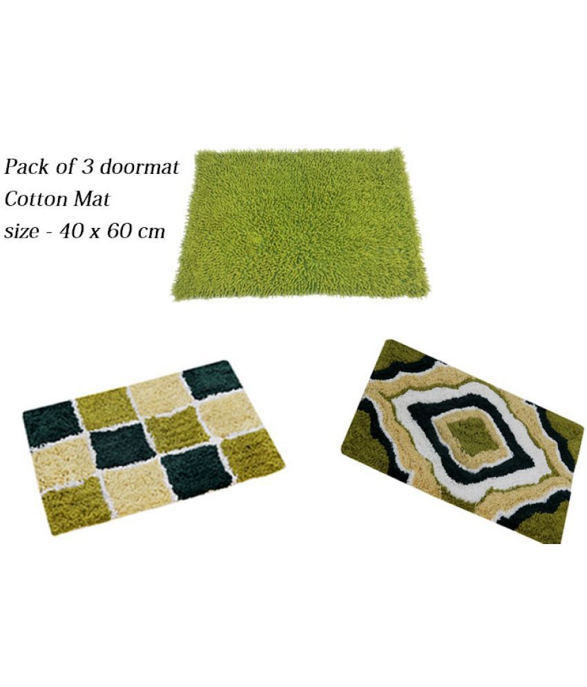     			HOMETALES - Anti-skid Cotton Door Mat ( 60 X 40 cm ) Set of 3 - Multi