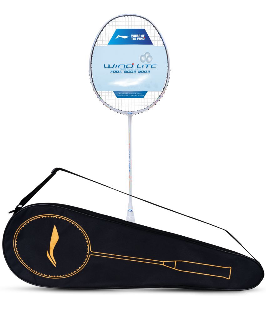     			Li-Ning Wind Lite 900 II Carbon Graphite Badminton Strung Racket with Full Racket Cover (White/Black)