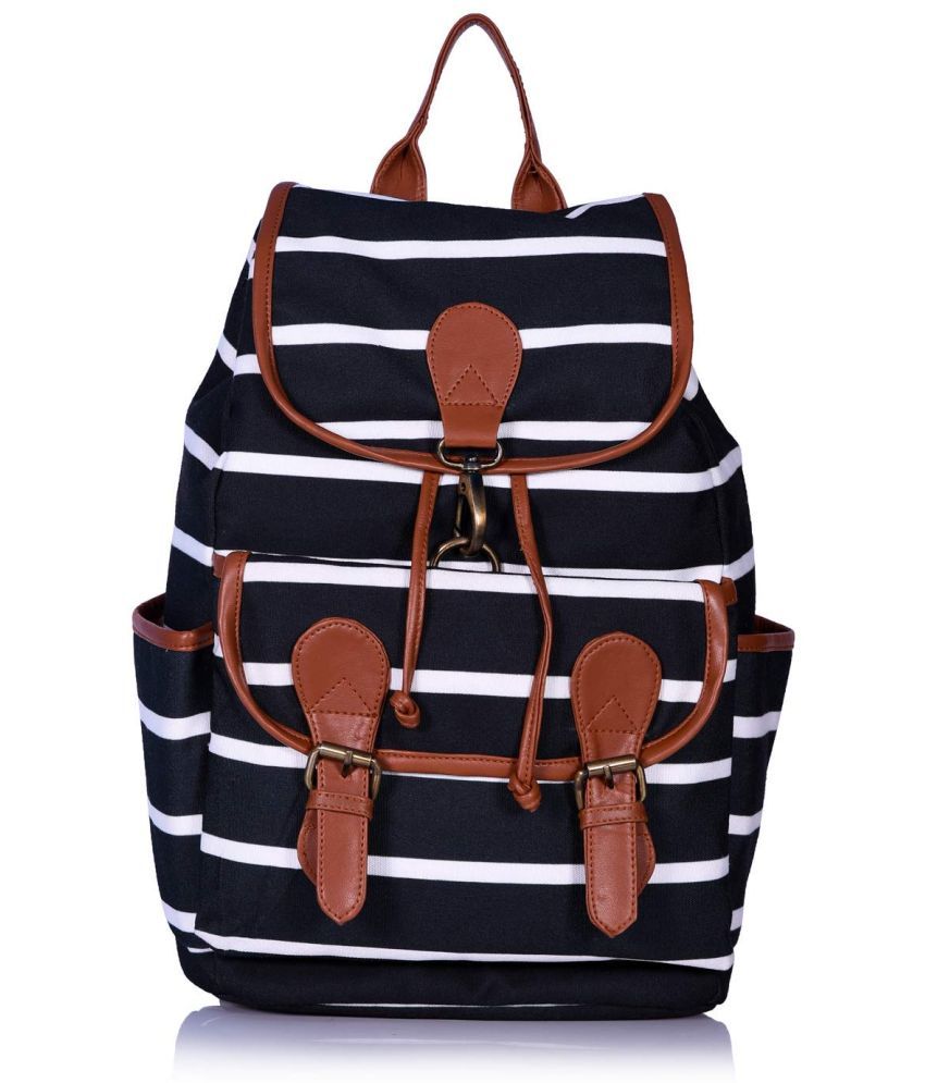     			Lychee Bags - Black Canvas Backpack