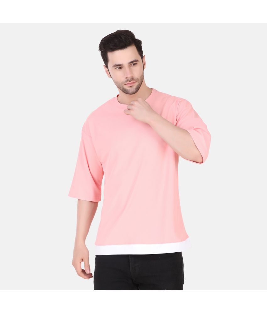     			TEEMEX - Melange Pink Cotton Blend Regular Fit Men's T-Shirt ( Pack of 1 )