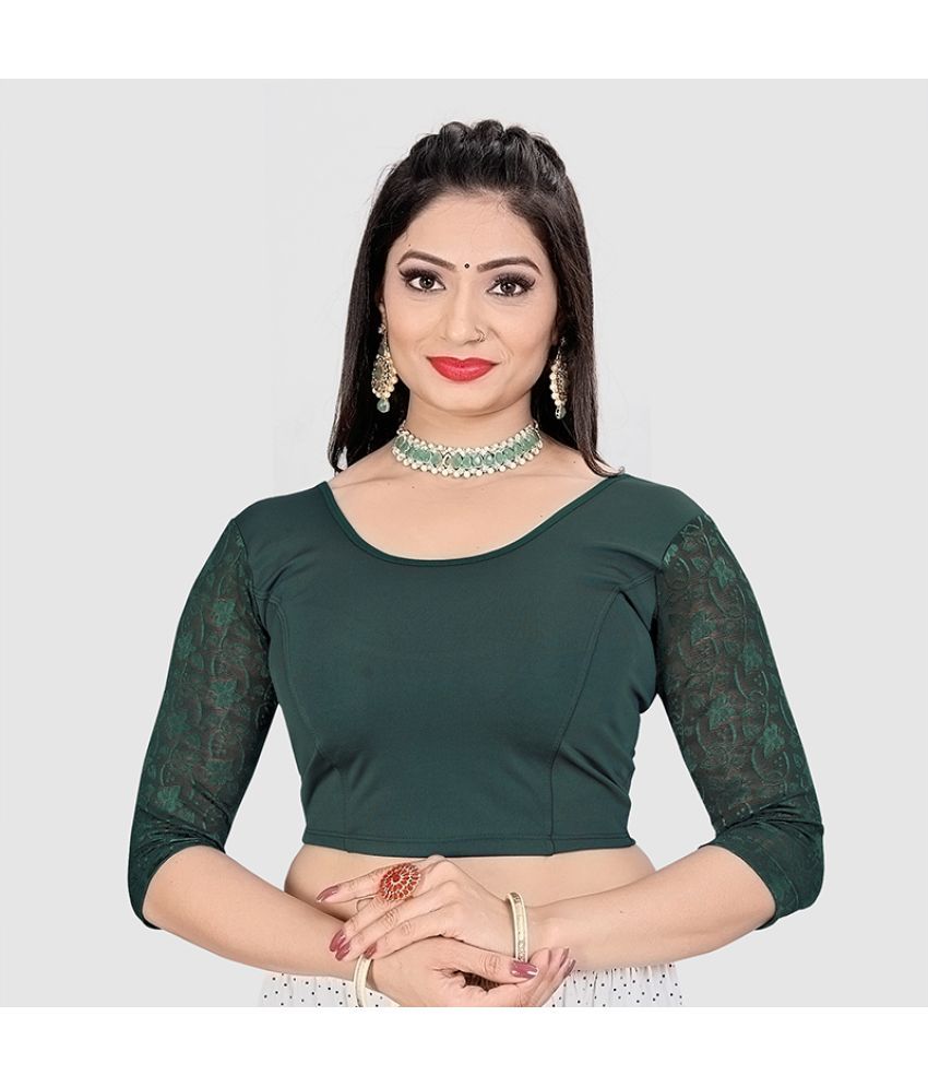     			AKSHAR TEX - Green Readymade without Pad Lycra Women's Blouse ( Pack of 1 )