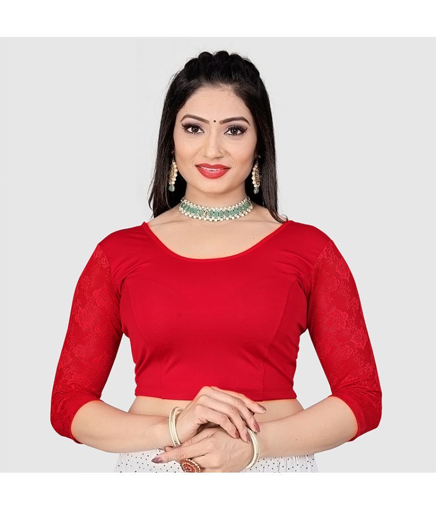     			AKSHAR TEX - Red Readymade without Pad Lycra Women's Blouse ( Pack of 1 )