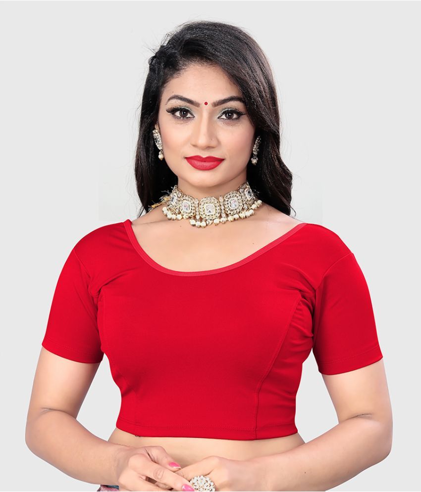     			AKSHAR TEX - Red Readymade without Pad Lycra Women's Blouse ( Pack of 1 )