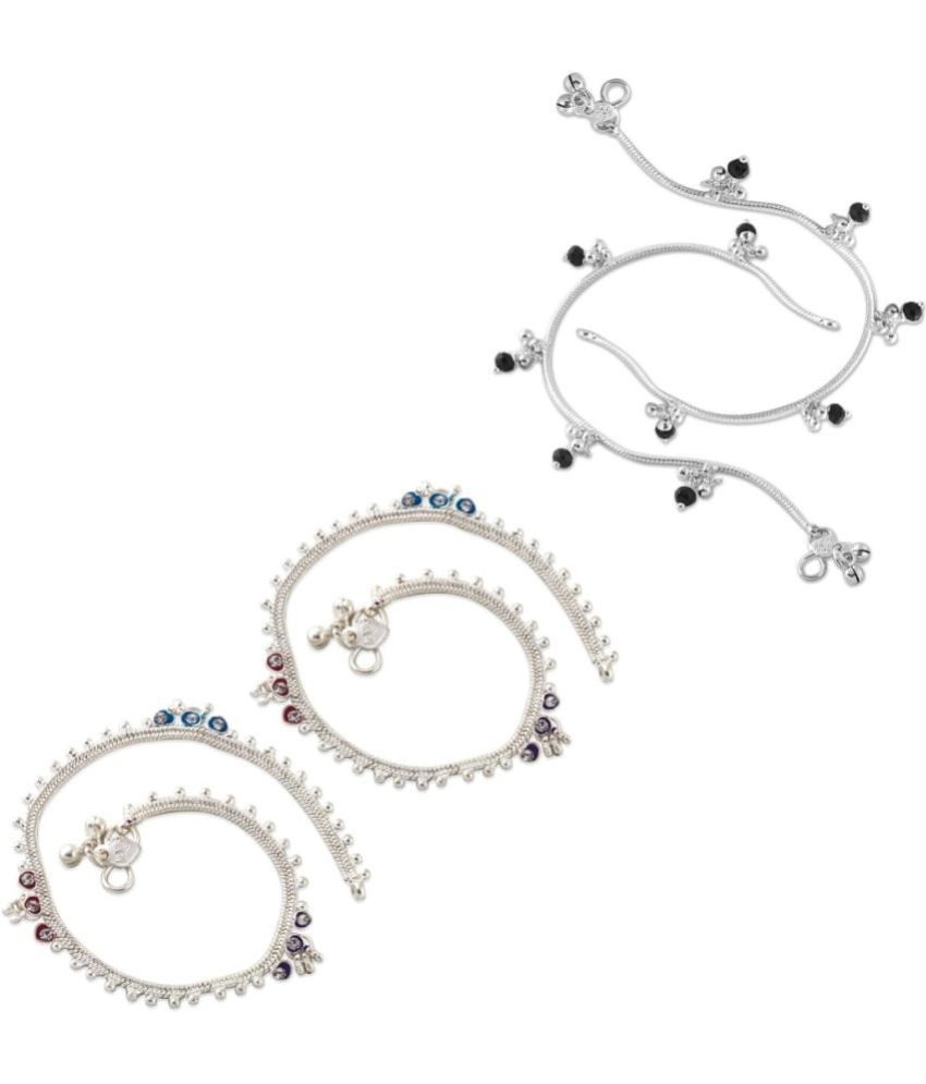     			HEER COLLECTION - Silver Anklets ( Pack of 2 )