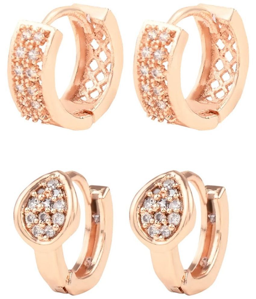     			I Jewels - Rose Gold Bali Earrings ( Pack of 2 )