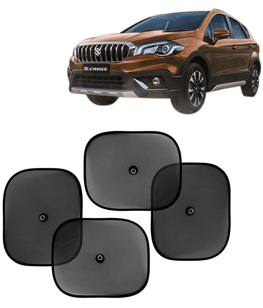     			Kingsway Car Curtain Sticky Sun Shade Universal Use for Maruti Suzuki S Cross, 2020 Onwards Model, Color : Black, Mesh, Pack of 4 Piece Car Sun Shades Blinds Cover