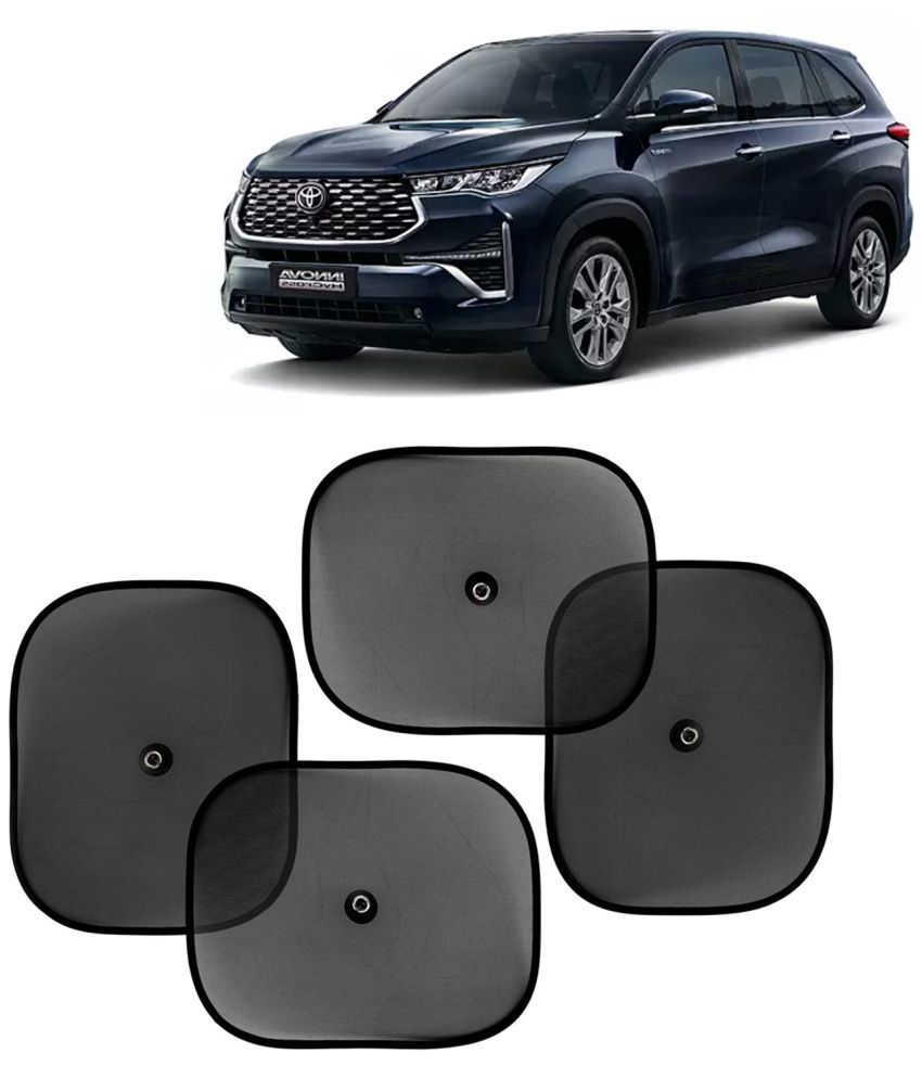     			Kingsway Car Curtain Sticky Sun Shade Universal Use for Toyota Innova Hycross, 2023 Onwards Model, Color : Black, Mesh, Pack of 4 Piece Car Sun Shades Blinds Cover