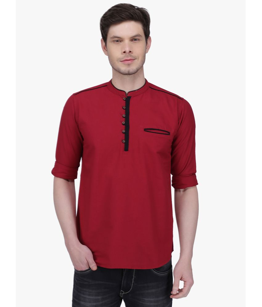     			Kuons Avenue - Maroon Linen Men's Regular Kurta ( Pack of 1 )