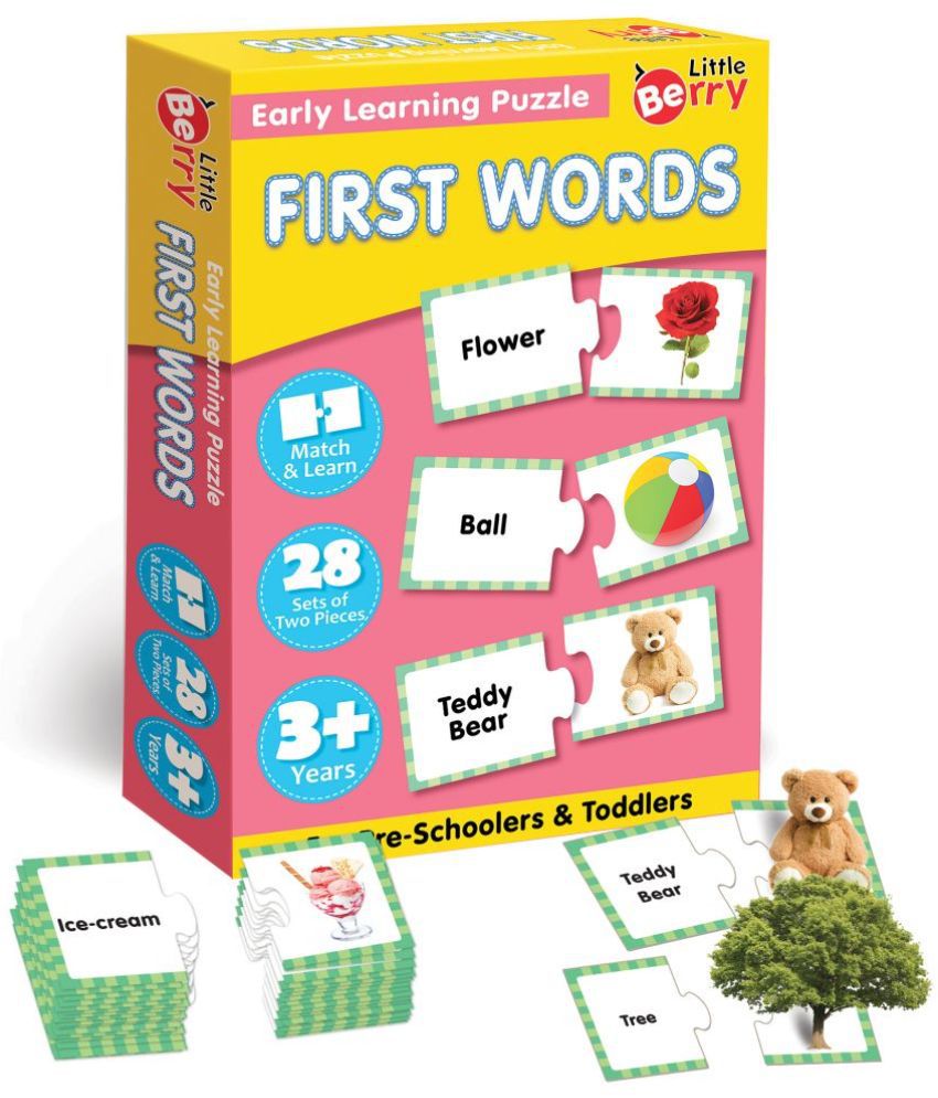     			Little Berry First Words Early Learning Puzzle for Kids | 42 Thick Puzzle Pieces, 21 Self-Correcting 2-Piece Jigsaw Puzzles | 4 in 1 Educational Games for Toddlers, Ages 3 & Up | Gifting, Preschool & Montessori Toy