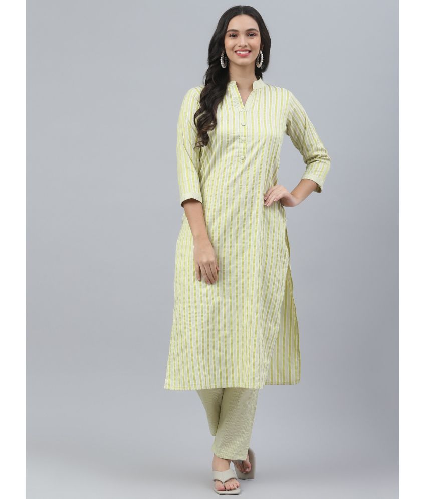     			MEHZEEL FAB - Mint Green A-line Cotton Blend Women's Stitched Salwar Suit ( Pack of 1 )