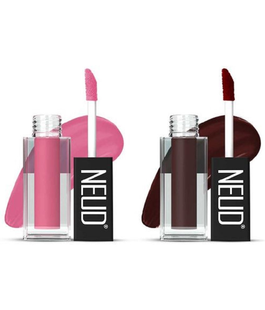     			NEUD Matte Liquid Lipstick Combo Of Supple Candy and Espresso Twist With Two Lip Gloss Free