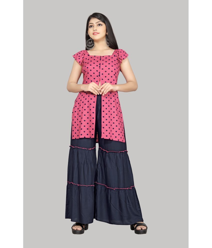     			R K Maniyar - Pink Rayon Girls Kurta and Sharara Set ( Pack of 1 )