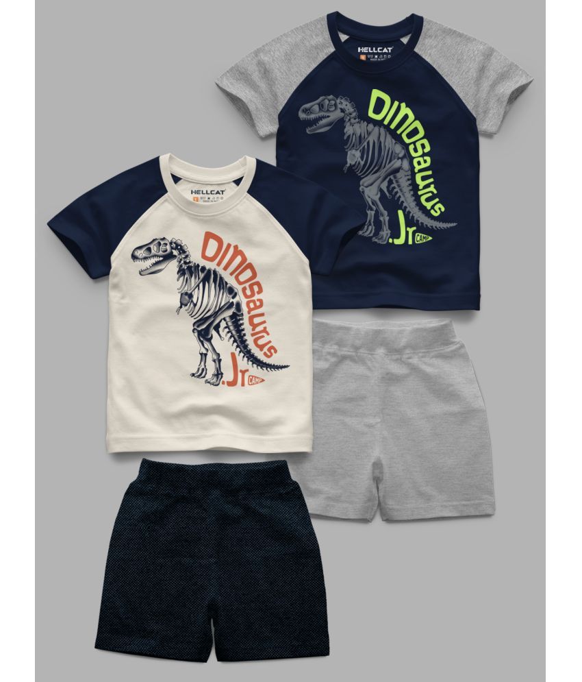     			HELLCAT - Navy Blue Cotton Blend Baby Girl T-Shirt & Shorts ( Pack of 2 )