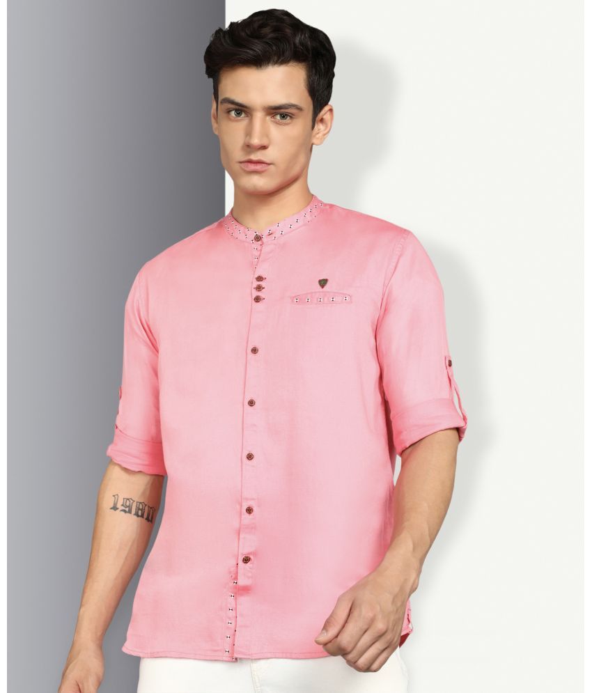     			Kuons Avenue - Pink Linen Slim Fit Men's Casual Shirt ( Pack of 1 )