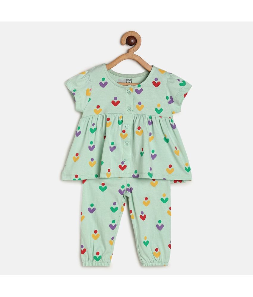     			MINI KLUB - Green Cotton Baby Girl Top & Trouser ( Pack of 1 )