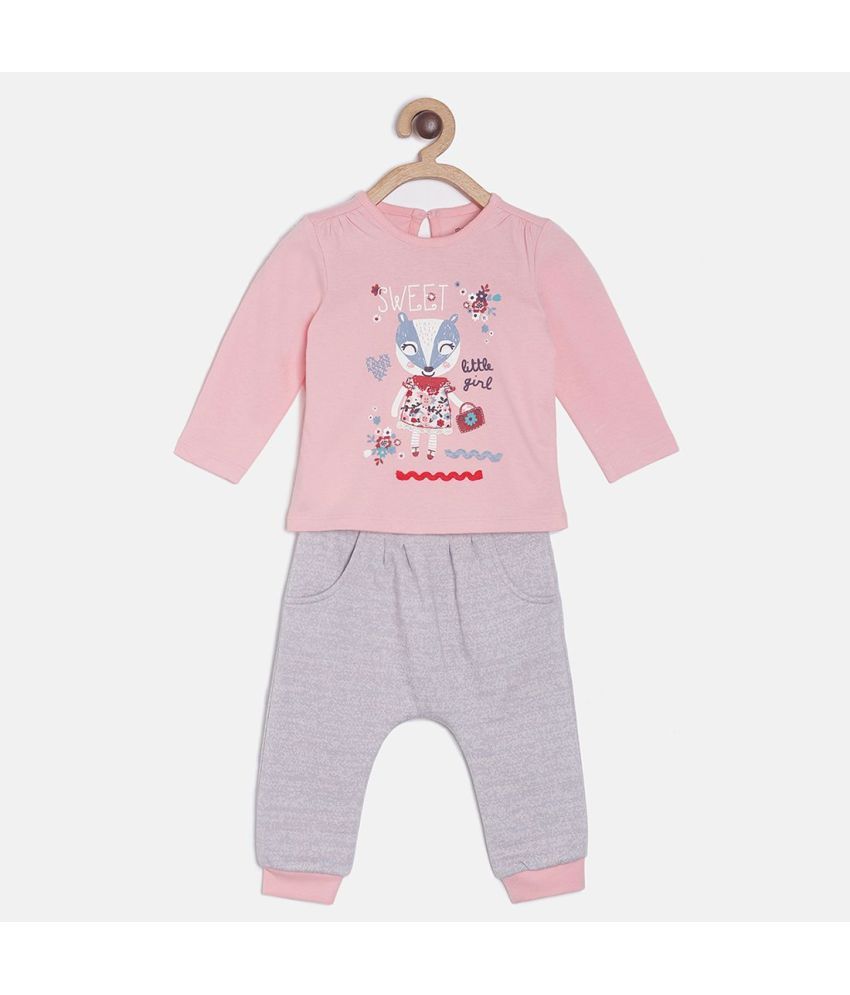     			MINI KLUB - Pink Cotton Baby Girl T-Shirt & Trouser ( Pack of 1 )