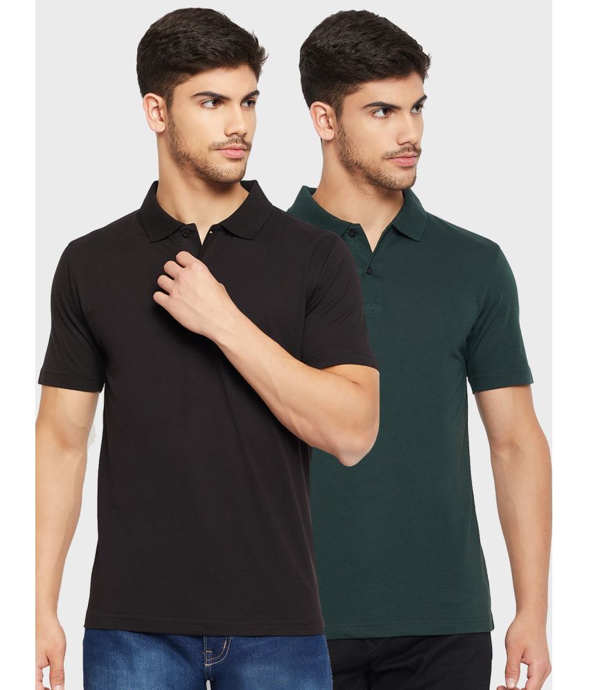     			UNIBERRY - Black Cotton Blend Regular Fit Men's Polo T Shirt ( Pack of 2 )