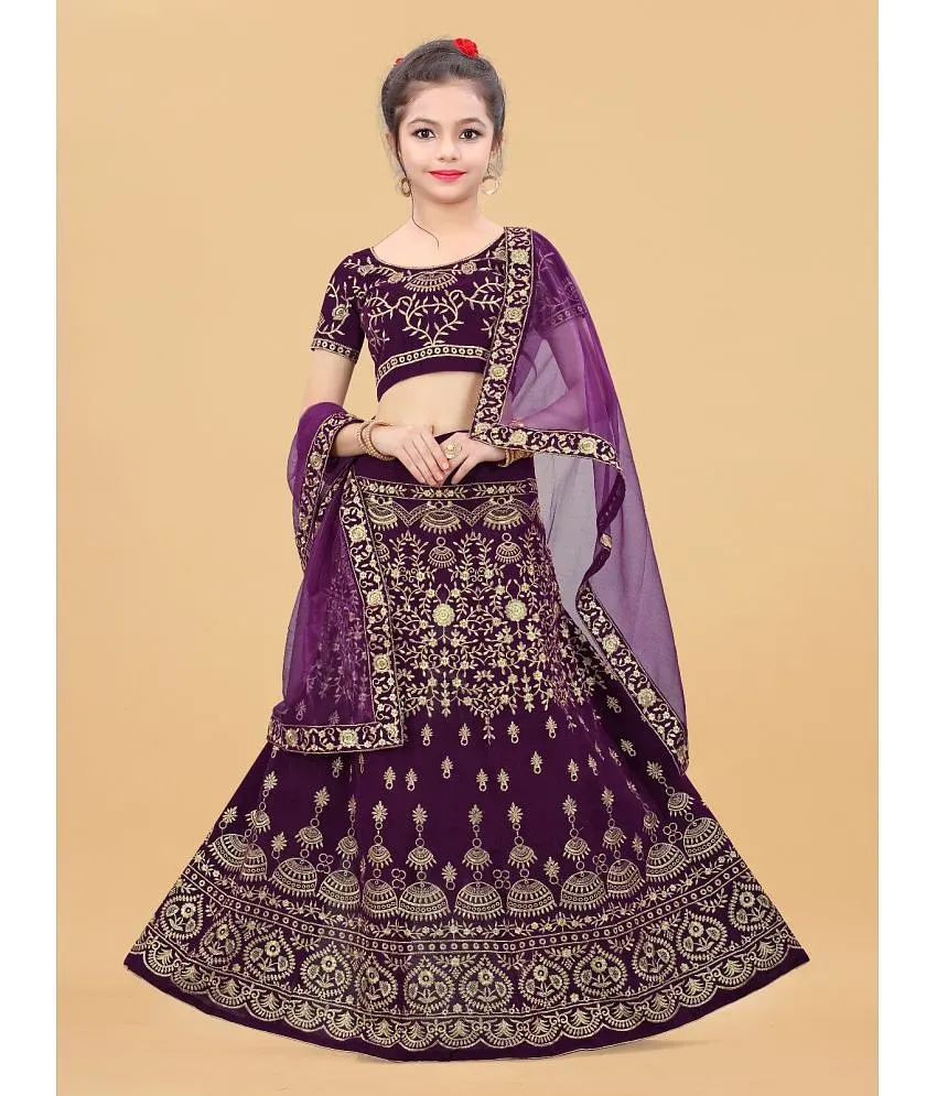 JULEE Purple Velvet Girls Lehenga SDL592109891 1 8489e