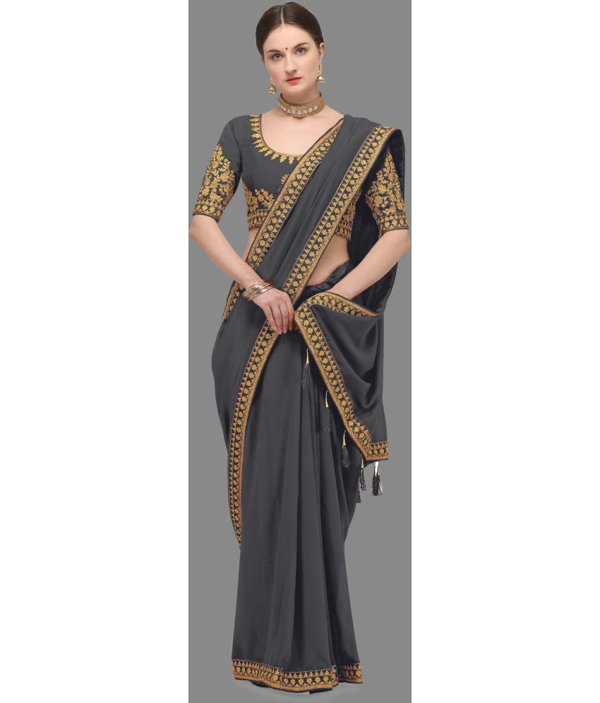     			Mactos Sarees - Grey Silk Saree With Blouse Piece ( Pack of 1 )