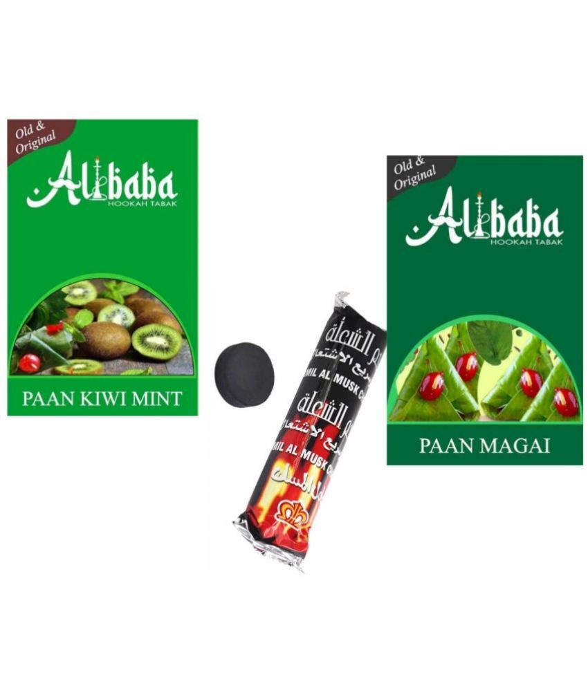     			Alibaba Hookah Flavors Paan Kiwi Mint, Paan Magai With Coal (Pack of 3 )