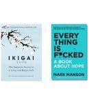 ( Combo Of Pack ) Ikigai The Japanese secret to a long and happy life & Everything Is Fcked A Book About Hope - English , Paperback , Book By - ( Hector Garcia , Mark Manson , ) - 2023