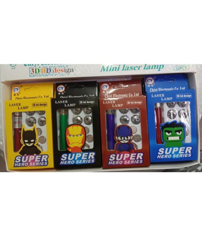     			2410- 2 PC Super Hero Avengers Theme Laser 3D LED Projector Light with Keychain (Assorted Color) - Pack of 2