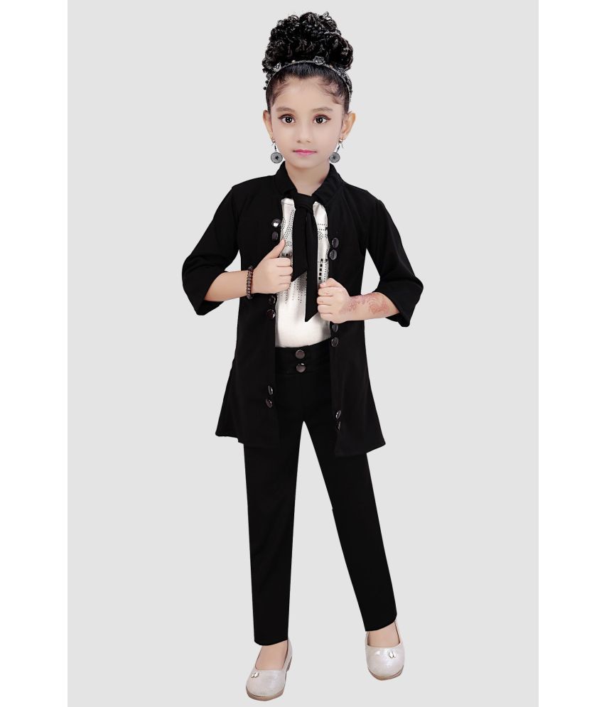     			9stiches - Black Lycra Girls Top With Jacket With Leggings ( Pack of 1 )