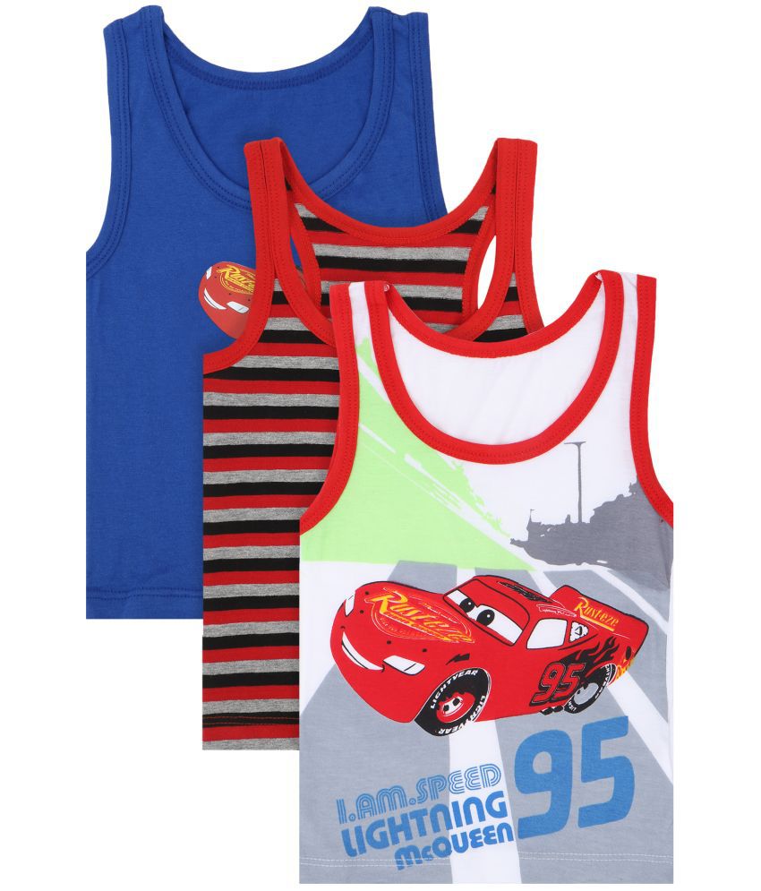     			Bodycare Cars Boys Vest Round Neck Sleeveless Solid Assorted Pack Of 3