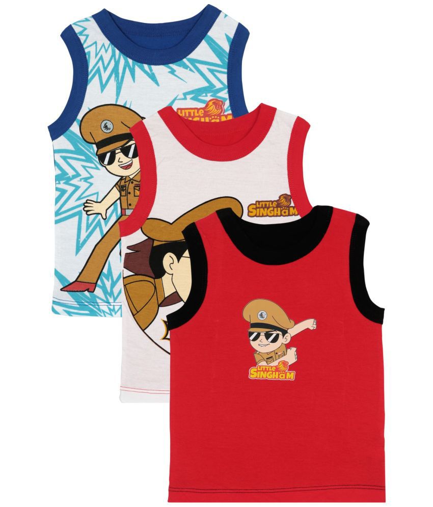     			Bodycare Little Singham Boys Vest Round Neck Sleeveless Solid Assorted Pack Of 3