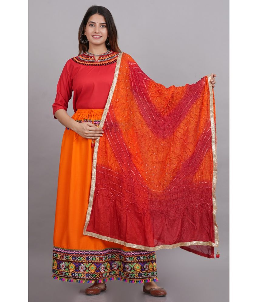     			CANVIR - Orange Straight Silk Women's Stitched Salwar Suit ( Pack of 1 )