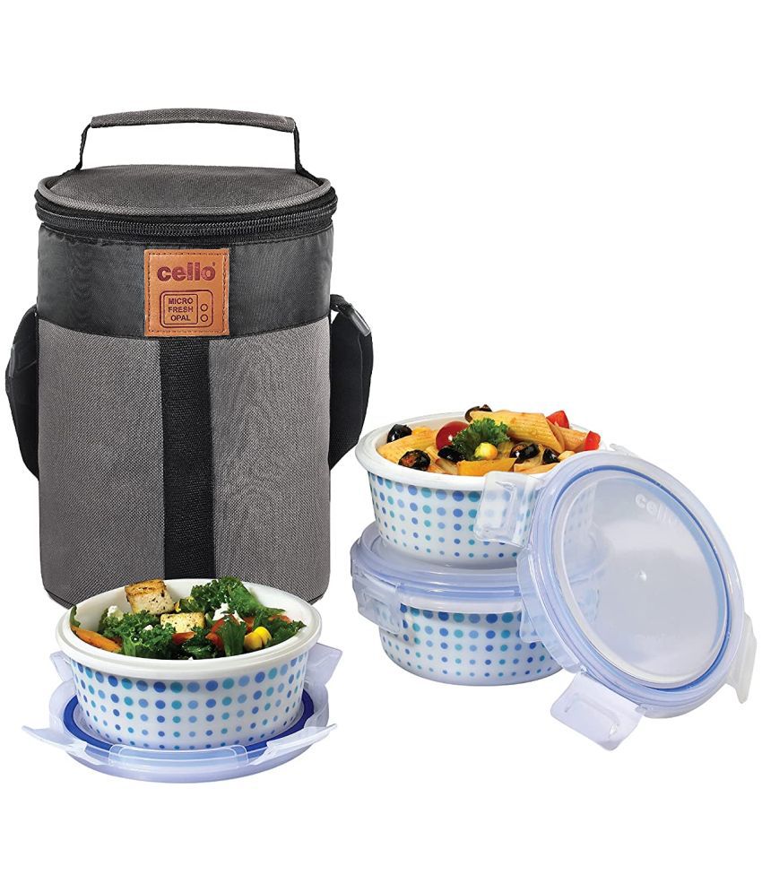     			Cello - Cool Dots Lunch,3Cont(300 ml) Glass Lunch Box 3 - Container ( Pack of 1 )