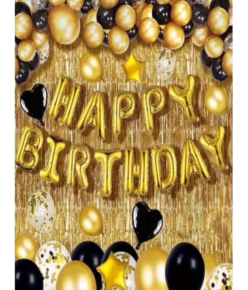     			Devdrishti Products Happy Birthday Decoration Pack Kit Includes 1 Happy Birthday 2 Golden Star 2 Silver Heart 40 Balloons 10 Golden Ballons 1 Light 1 Ribbon (Pack Of 72)