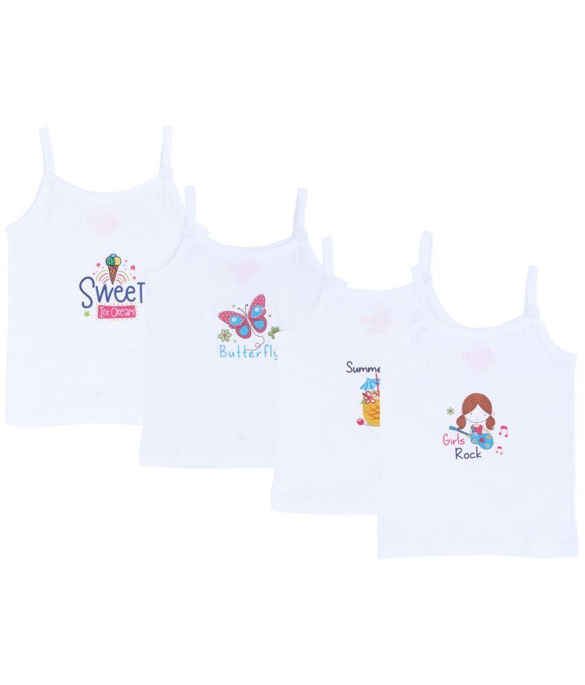     			DYCA Pack of 4 Girls Cotton ( White )