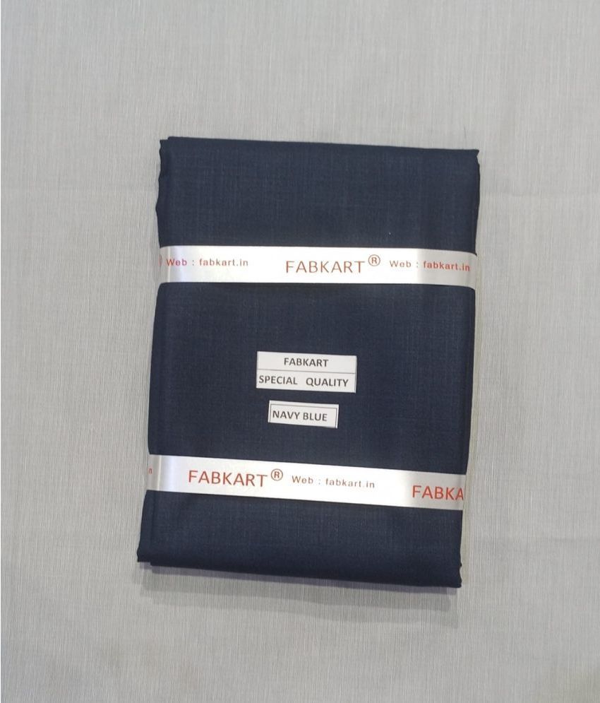     			Fabkart - Navy Blue Polyester Blend Men's Unstitched Shirt Piece ( Pack of 1 )