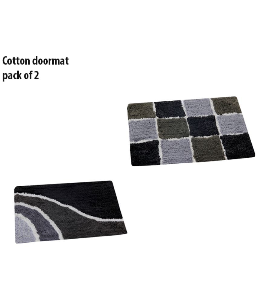     			HOMETALES - Anti-skid Cotton Door Mat ( 60 X 40 cm ) Set of 2 - Gray