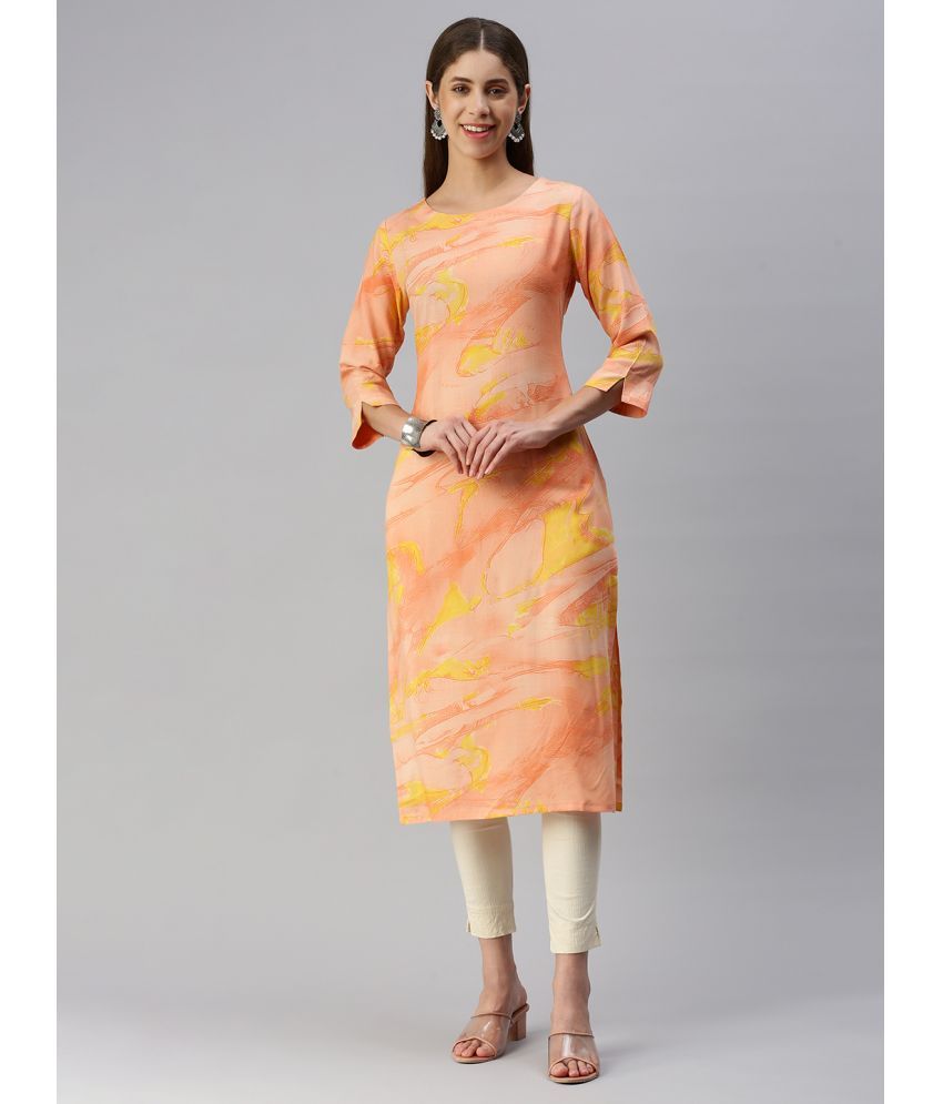     			Hritika - Peach Viscose Women's Straight Kurti ( Pack of 1 )